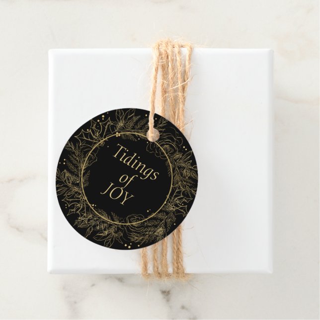 Elegant Black & Gold Christmas Gift Tag (In Situ)