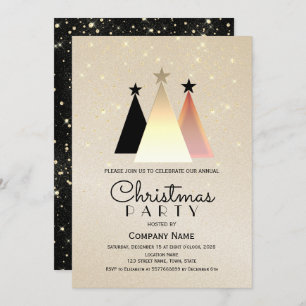 Elegant Black Gold Christmas Party Invitation
