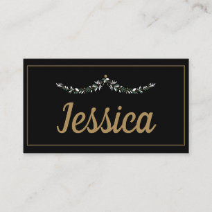 Elegant Black & Gold Christmas Place Card