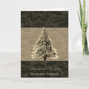 Elegant Black Gold Christmas Tree, Company Holiday Card