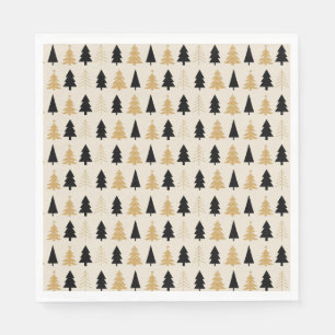 Elegant Black & Gold Christmas Tree Napkin