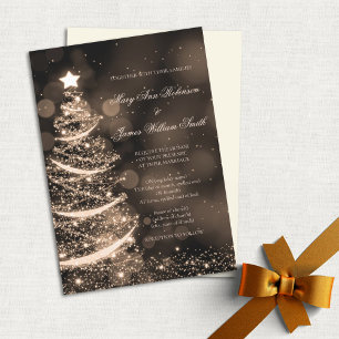 Elegant Black & Gold Christmas Wedding Invitation