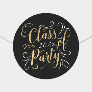 Elegant Black Gold Class of 2025 Graduation Classic Round Sticker