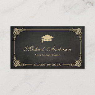 Elegant Black Gold Class of Graduate Student Calling Card