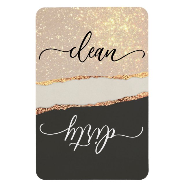 Elegant Black  & Gold  Clean/Dirty Dishwasher Magnet (Vertical)