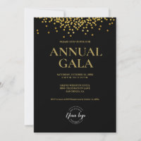 Elegant Black Gold confetti logo Gala corporate