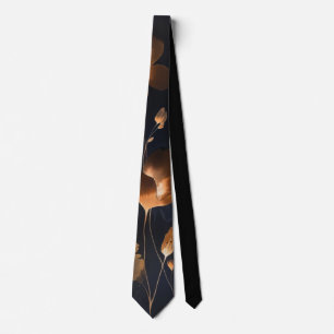 Elegant black gold copper terra cotta floral  tie