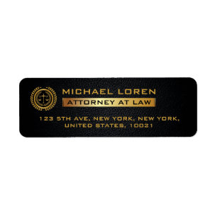 ELEGANT BLACK& GOLD CORPORATE LAWYER ACCOUNTANT RETURN ADDRESS LABEL