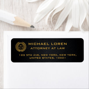 ELEGANT BLACK& GOLD  CORPORATE LAWYER ACCOUNTANT  RETURN ADDRESS LABEL