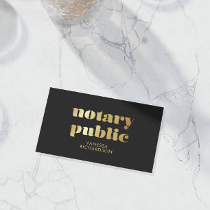 Elegant Black & Gold Cross Pen Notary QR Business Card