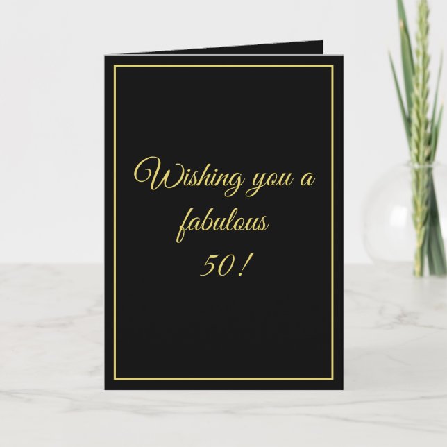 Elegant Black & Gold Custom Brother 50th Birthday Card (Front)