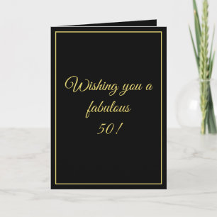 Elegant Black & Gold Custom Brother 50th Birthday Card