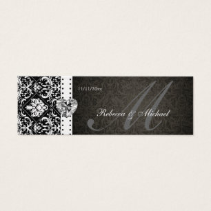 Elegant Black & Gold Damask Favour Tags