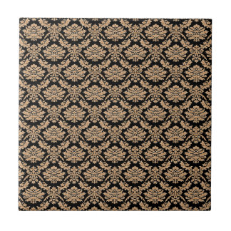 Elegant Black & Gold Demask Classic Deisgn Ceramic Tile