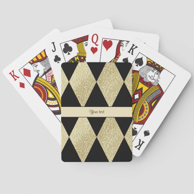 Elegant Black & Gold Diamonds Playing Cards (Back)