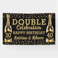 Elegant Black & Gold Double Birthday Party