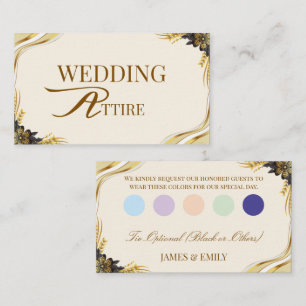Elegant Black & Gold Dress Code Attire Colour Enclosure Card