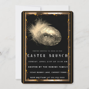 Elegant Black-Gold Easter  Eggs Invitation