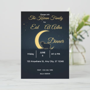 Elegant Black Gold Eid al-adha Dinner Invitation
