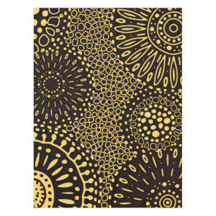 Elegant Black Gold Ethnic Floral Tablecloth