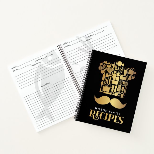 Elegant Black & Gold Family Recipe Notebook (Inside)