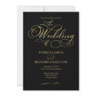 Elegant Black Gold Faux Foil Script Wedding
