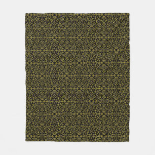Elegant Black & Gold Filigree Pattern Fleece Blanket