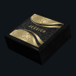 Elegant Black & Gold Floral Damasks Pattern Gift Box<br><div class="desc">Elegant black and gold floral damasks,  monogramed girly design.</div>