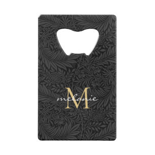 Elegant Black Gold Floral Script Monogram