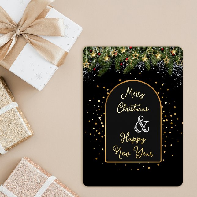 Elegant Black Gold Foil Christmas New Year  Foil Holiday Card (Creator Uploaded)