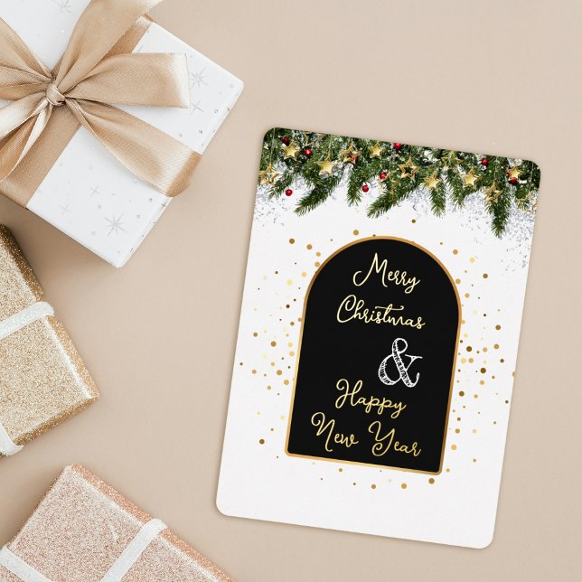 Elegant Black Gold Foil Christmas New Year  Foil Holiday Card (Creator Uploaded)