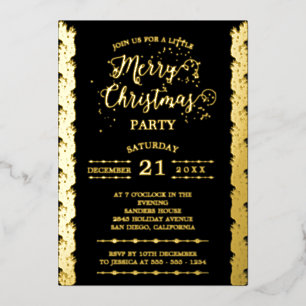 Elegant Black Gold Foil Christmas Party