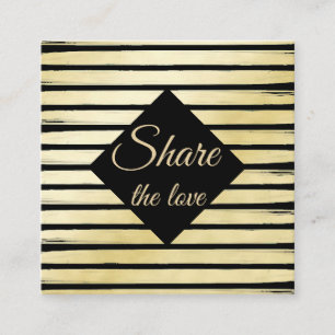 Elegant black gold foil paint striped with frame referral card