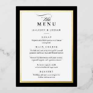 Elegant Black Gold Foil Wedding Menus