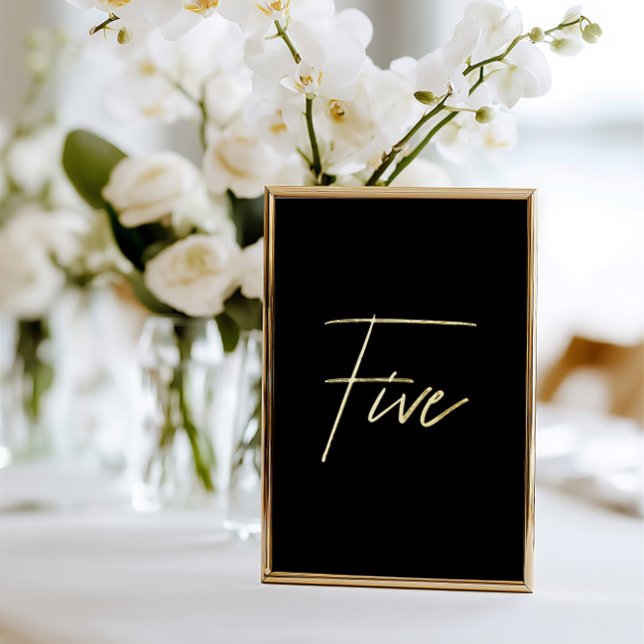 Elegant Black & Gold Foil Wedding Table Number (Elegant Black & Gold Foil Wedding Table Number)