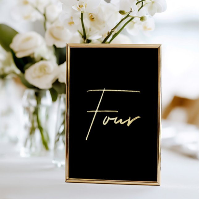 Elegant Black & Gold Foil Wedding Table Number (Elegant Black & Gold Foil Wedding Table Number)