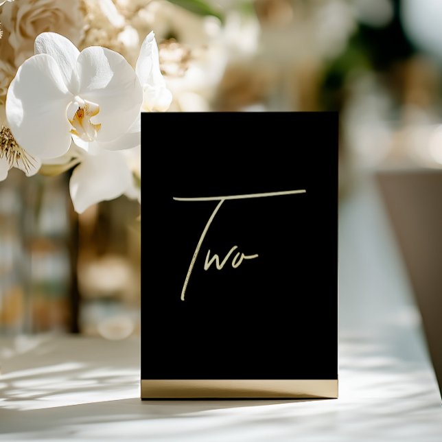 Elegant Black & Gold Foil Wedding Table Number (Elegant Black & Gold Foil Wedding Table Number)
