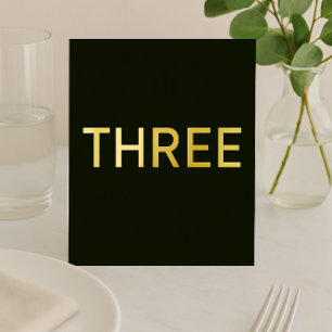 Elegant Black & Gold Foil Wedding Table Number