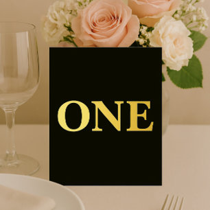 Elegant Black & Gold Foil Wedding Table Number