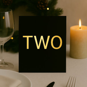 Elegant Black & Gold Foil Wedding Table Number