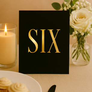Elegant Black & Gold Foil Wedding Table Number