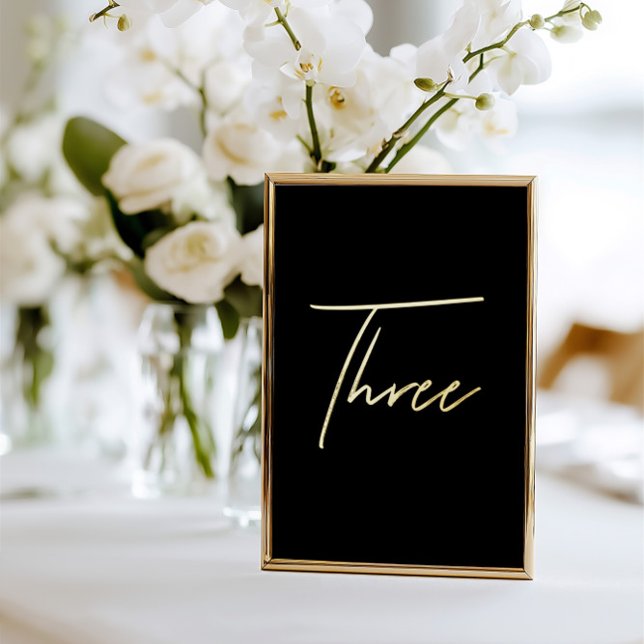 Elegant Black & Gold Foil Wedding Table Number (Elegant Black & Gold Foil Wedding Table Number)