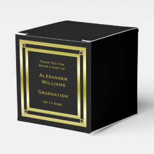 Elegant Black & Gold Framed Graduation Favour Box