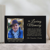 Elegant Black Gold Funeral Memory Thank You