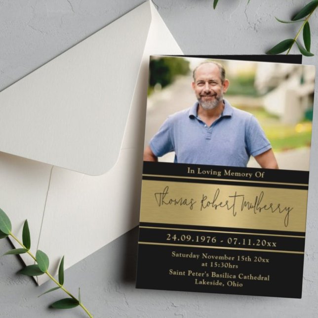 Elegant Black & Gold Funeral Program Template (Creator Uploaded)