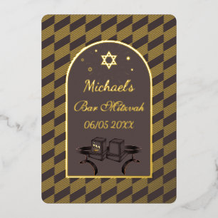 Elegant Black Gold Geometric Bar Mitzvah Tefillin