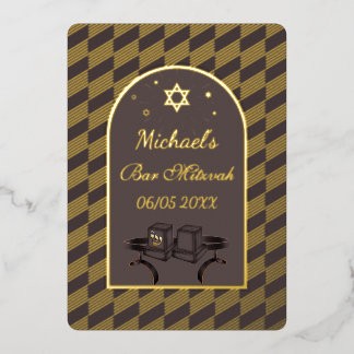 Elegant Black Gold Geometric Bar Mitzvah Tefillin