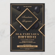 Elegant Black Gold Geometric Birthday Party Custom