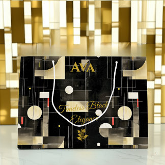 Elegant Black & Gold Geometric Gift Bag