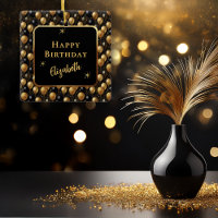 Elegant Black Gold Glitter Birthday Balloons
